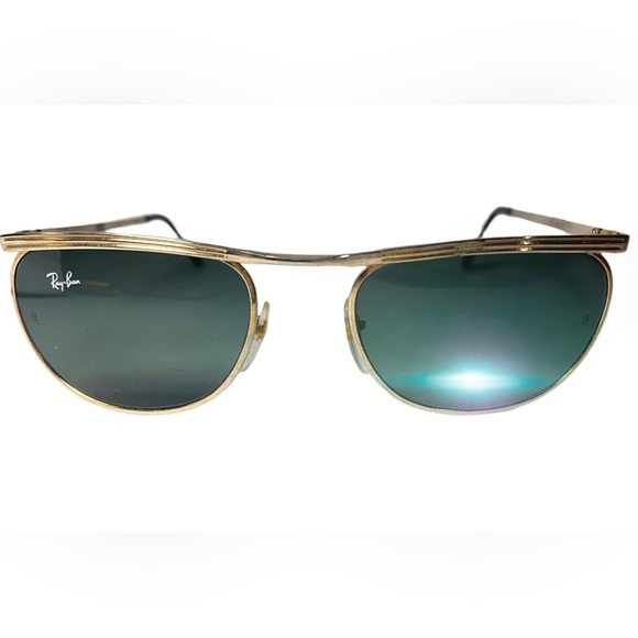 COPY - RAYBAN SUNGLASSES. Gold trim blue green lenses petite frame - Picture 4 of 4